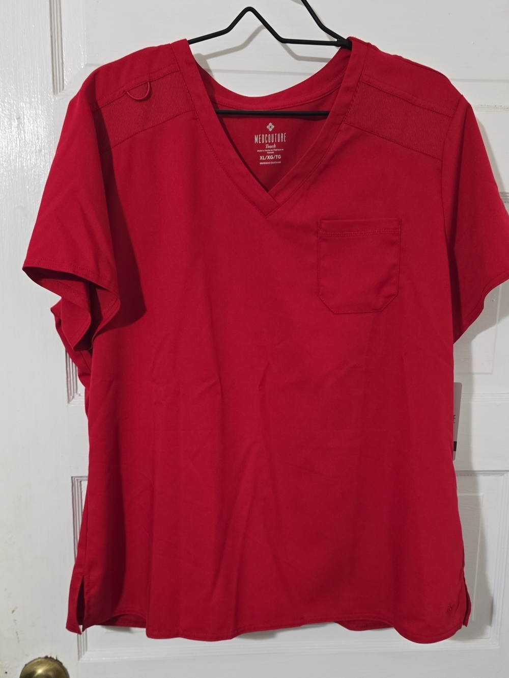 Med Couture Red V-Neck Scrub Top